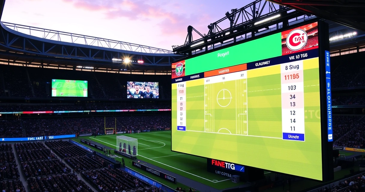 Jalkapallo-ottelun live-tilastot stadionilla