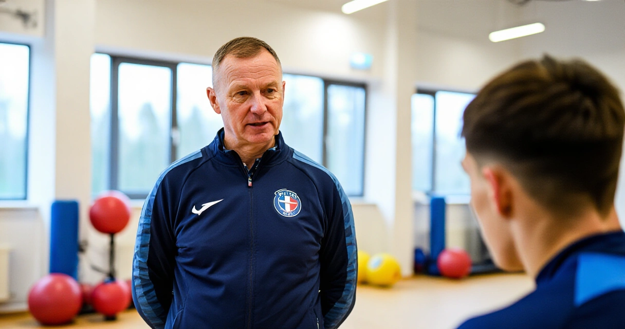 Suomalainen urheilupsykologi työskentelee urheilijan kanssa valmennustilassa