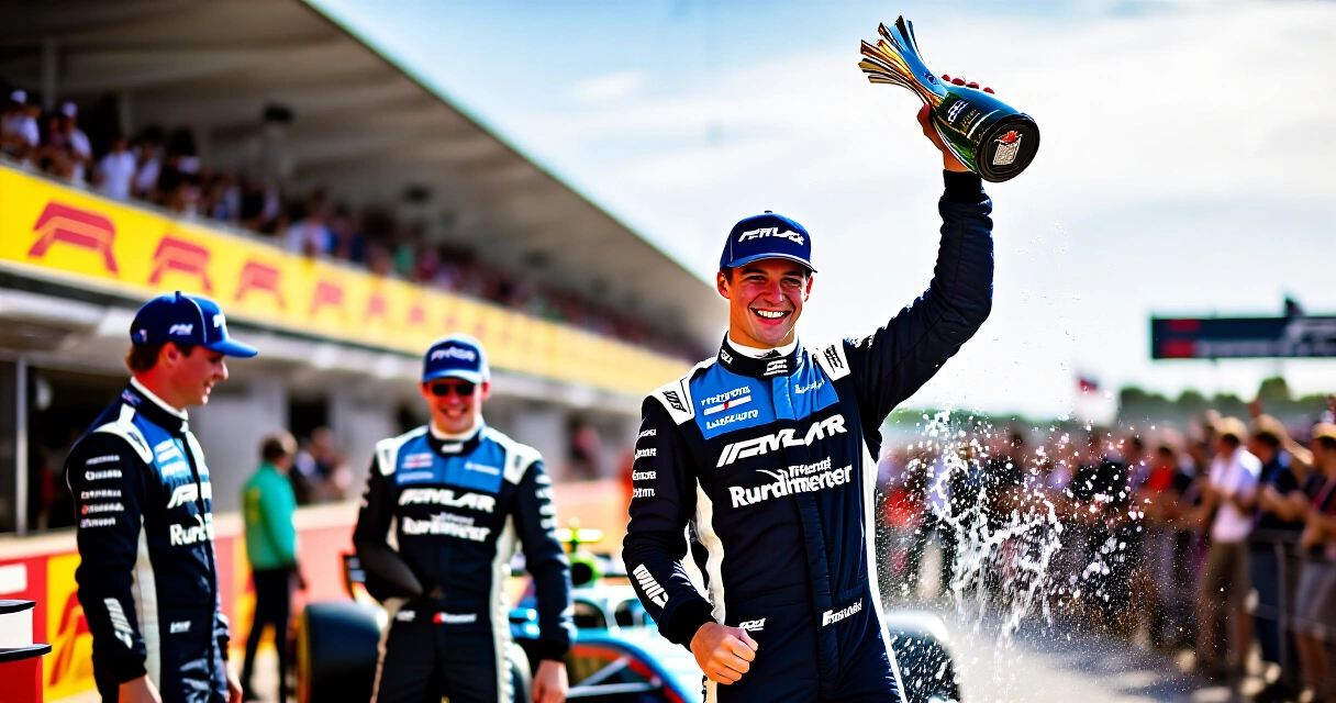 Suomalainen F1-kuljettaja voittaa palkintopallilla, samppanjaa ja mestaruustroffee